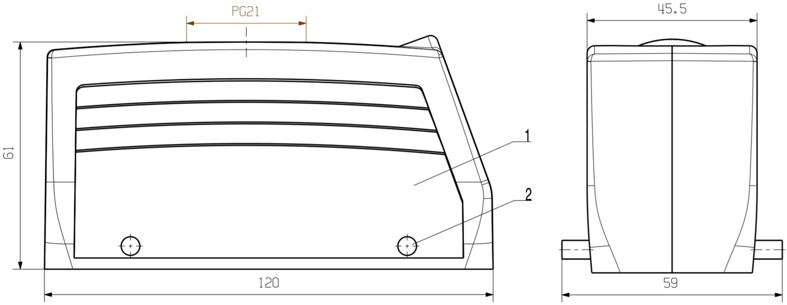 כיסוי למחבר תעשייתי WEIDMULLER HE HDC 24B TOBU 1PG21G